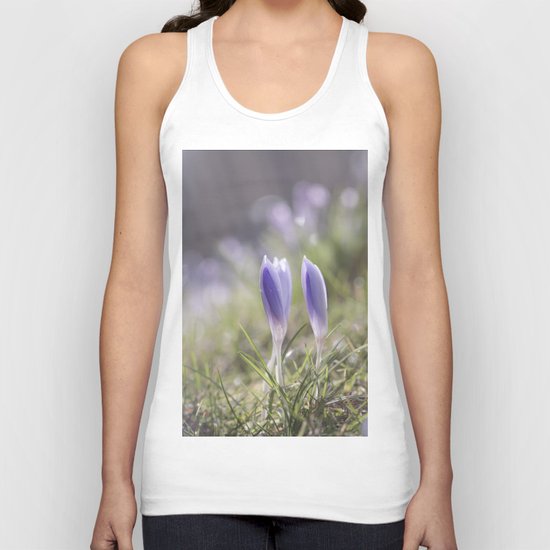 Crocuses at early backlight - Blue flowers - flower Unisex Tank Top