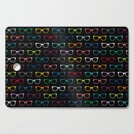 Colorful Hipster Glasses Pattern - Black Cutting Board