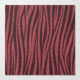 Red Glitter Zebra Canvas Print