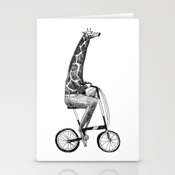 giraffe on a folding bike Stationery Cards