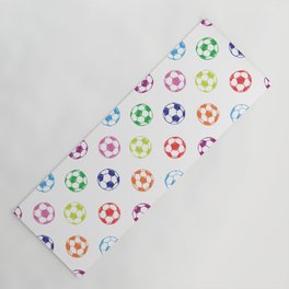 Soccer balls doodle pattern. Digital Illustration Background Yoga Mat