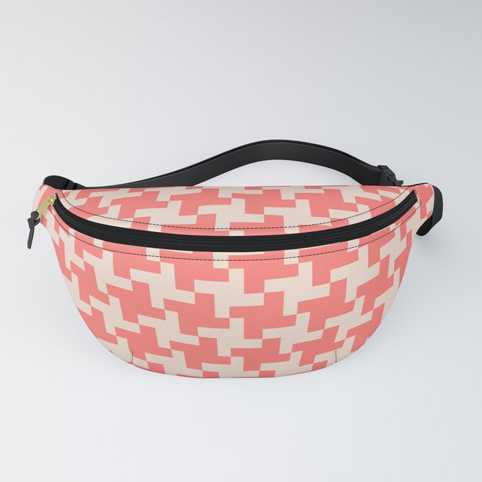 Houndstooth Pattern Coral and Beige Fanny Pack
