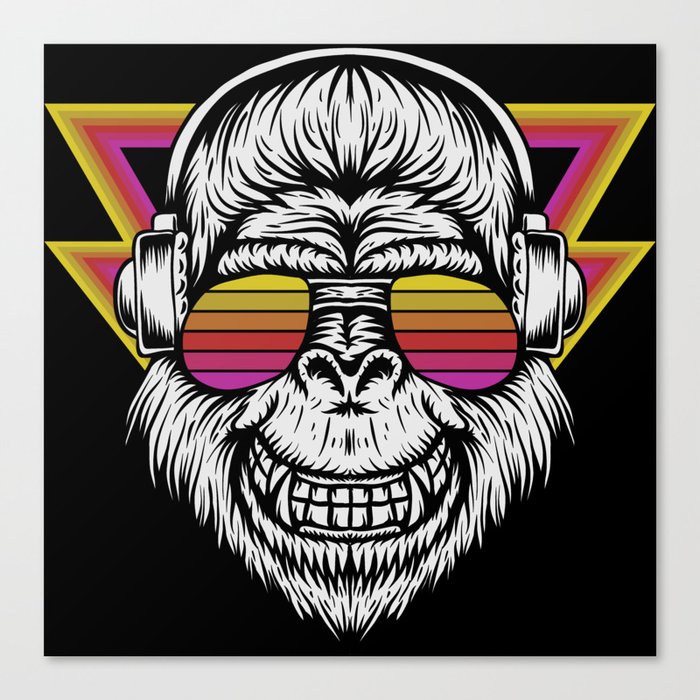 Angry Retro Gorilla Music Monkey Illustration Canvas Print
