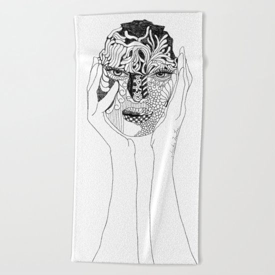 Her Love Mask Beach Towel
