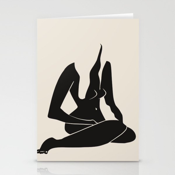 Long hair nude in black Stationery Cards