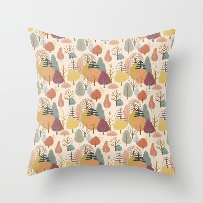 Trees in a Forest Pattern Throw Pillow