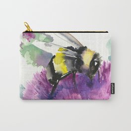Bumblebee and Thistle Flower, honey bee floral Carry-All Pouch | Bumblebeepainting, Painting, Beepainting, Bees, Herbal, Honey, Bumblebee, Honeybee, Beelover, Watercolorbee 