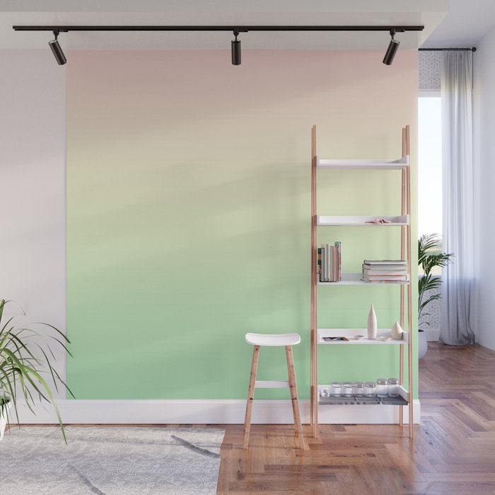 Gradient Pastel Ombre Neo Mint Yellow Pink Millennial Pale Pattern Spring Cute Soft Unicorn Texture Wall Mural