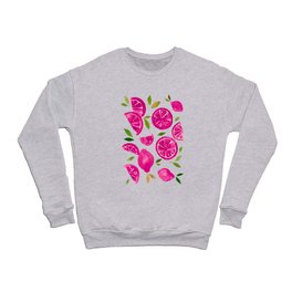 Watercolor lemons - magenta and green Crewneck Sweatshirt