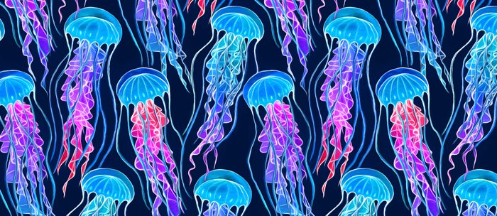 Luminescent Rainbow Jellyfish On Navy Blue Coffee Mug By Micklyn