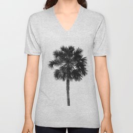 Palm Tree B&W V Neck T Shirt