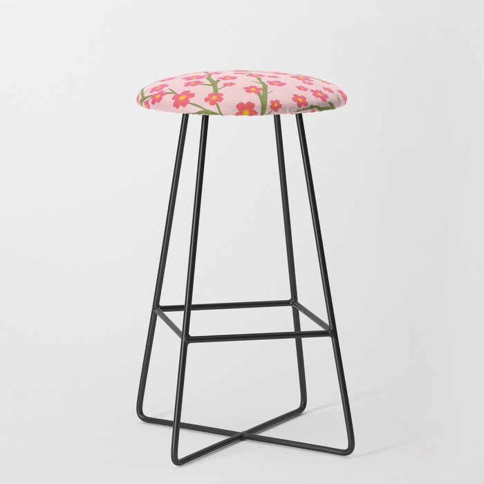 Blooming - coral on light pink Bar Stool