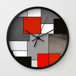 Red Gray Black Modern Geometric Graphic Design  Wall Clock