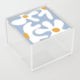 Abstract Flowers White Blue Acrylic Box