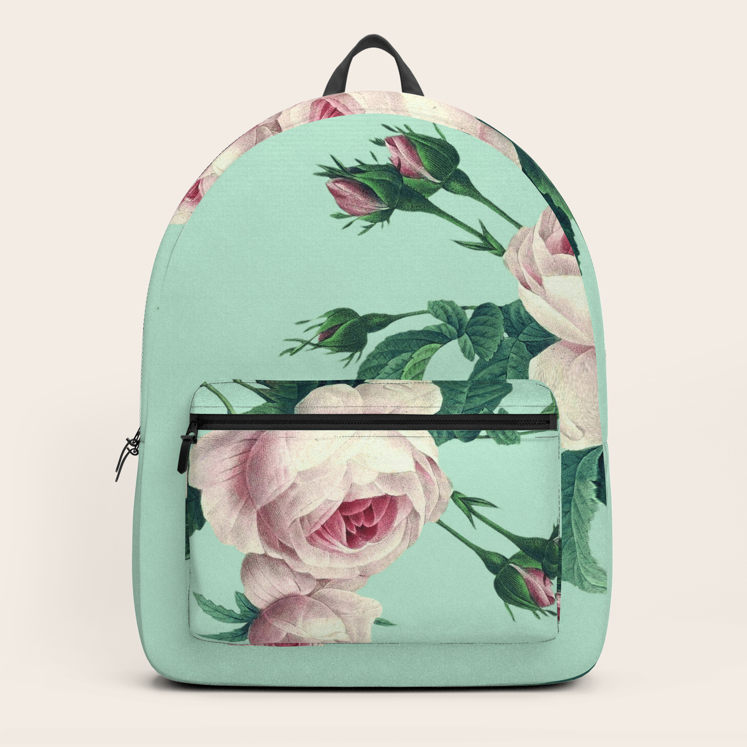 green pink backpack