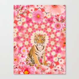 Exotic Floral Tiger Canvas Print
