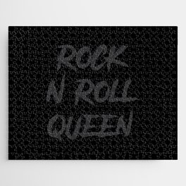 Rock and Roll Queen Typography Black Jigsaw Puzzle