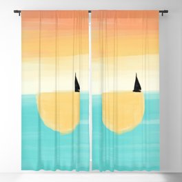 Abstract Tropical Sunset Sailboat Blackout Curtain