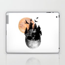 Skull with red moon black birds and tree Laptop Skin