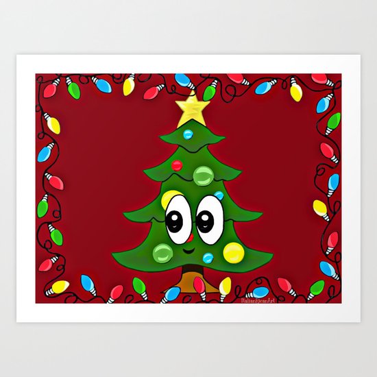 Emoji Christmas Tree Art Print