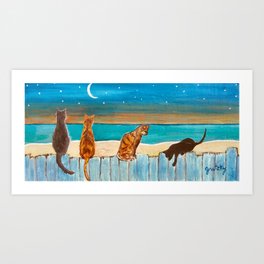Cats on a Fence Art Print