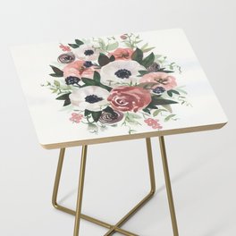 Anemone Berry Watercolor Bouquet Side Table