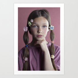 Girl with flowerbraids Art Print