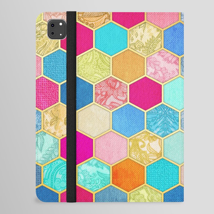 Patterned Honeycomb Patchwork in Jewel Colors iPad Folio Case