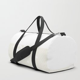 White Floral Curls Lace Horizontal Split on Cream Off-White Duffle Bag