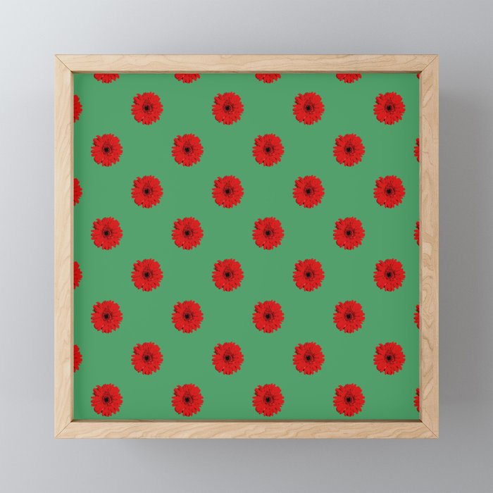 Pixel Art Flower Red Framed Mini Art Print