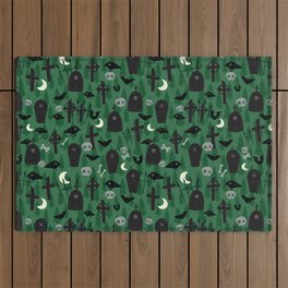 Scary Green Graveyard Outdoor Rug