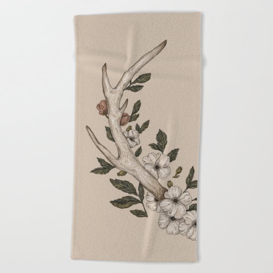 Floral Antler Beach Towel