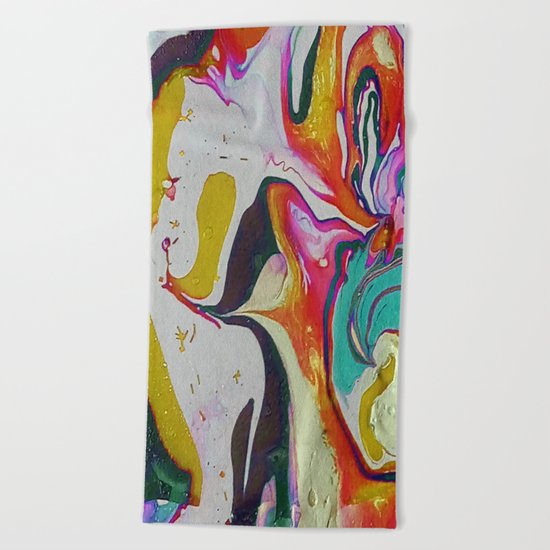 marble red&gold Beach Towel