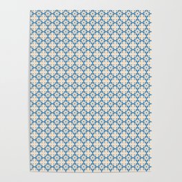 Floral vintage ornament pattern in blue Poster