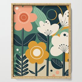 Hand drawing flowers in flat design Serving Tray