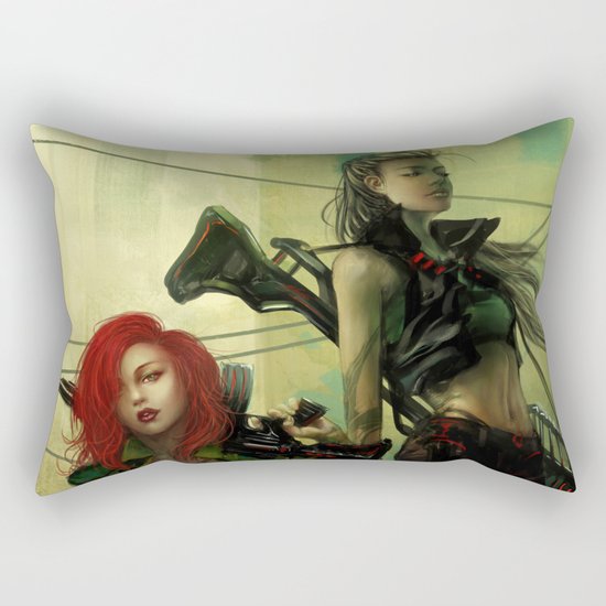 Hot pepper - Sci-fi soldier girls with weapons Rectangular Pillow