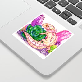 Leopard Gecko with Crystals and Succulents Sticker