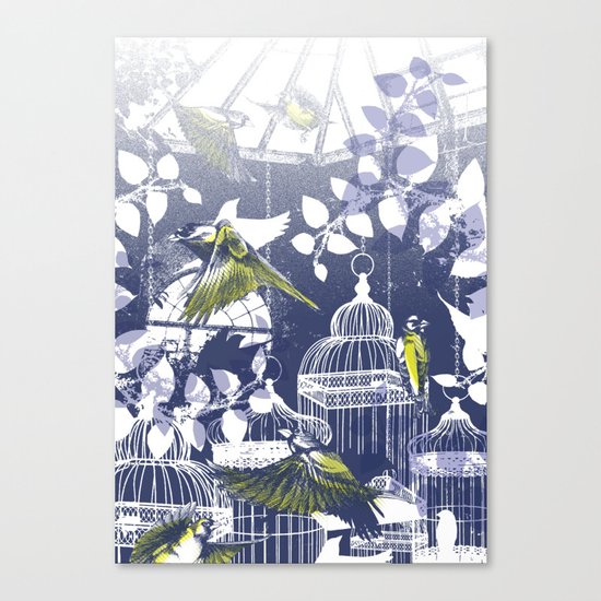 Green Finch Green House Canvas Print