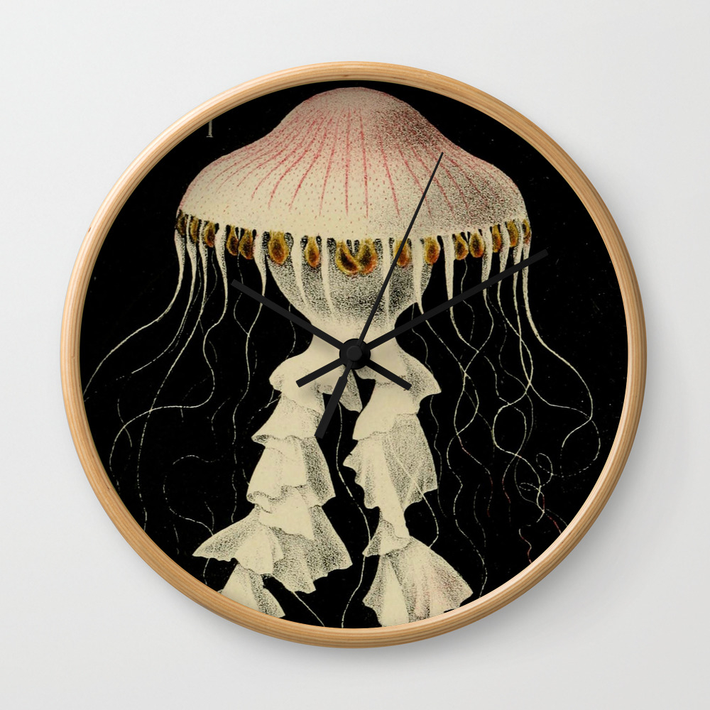 Vintage Illustration Of A Jellyfish 1853 Wall Clock By Bravuramedia Society6