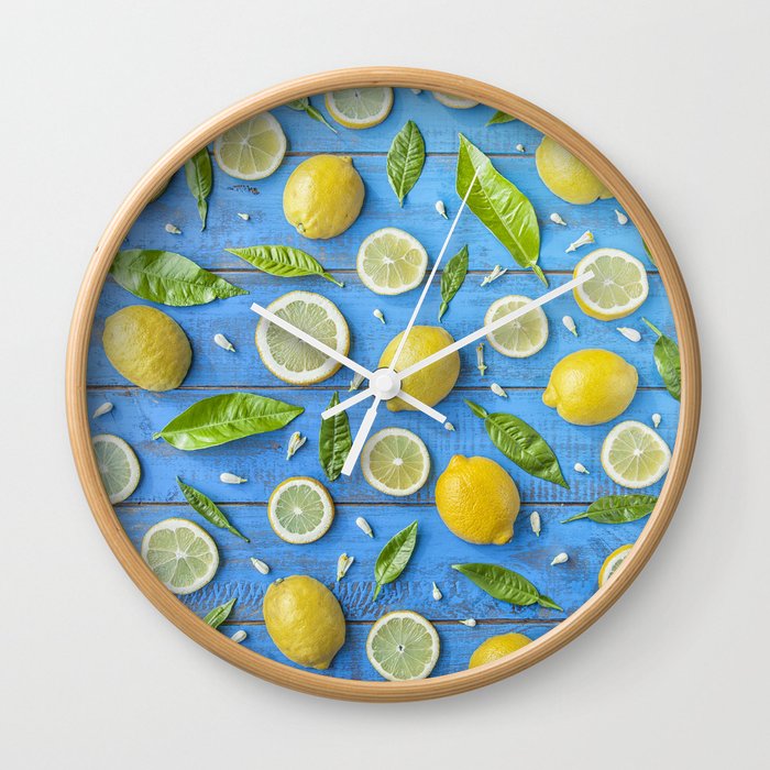 Fruits and leaves pattern (32) Wall Clock