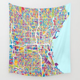Milwaukee Wisconsin City Map Wall Tapestry