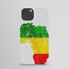 Africa Map Reggae Rasta design Green Yellow Red Africa pride iPhone Case