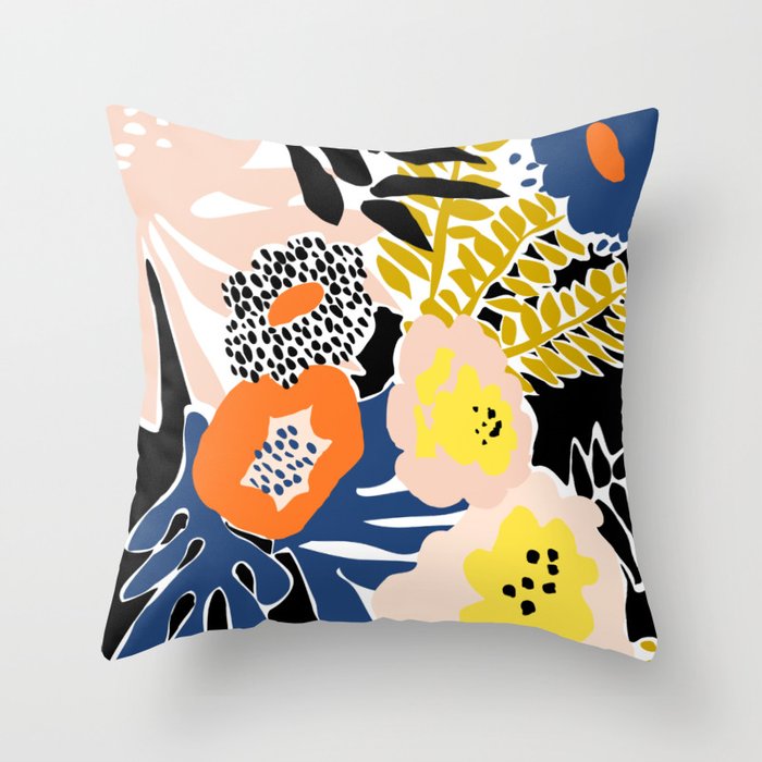 More design for a happy life - with black Throw Pillow