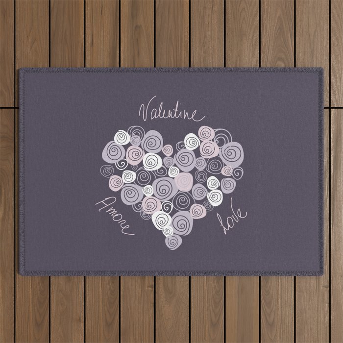 Pastel purple romantic heart of roses Outdoor Rug