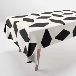 Black Geometric Retro Shapes on Cream Off-White Tablecloth
