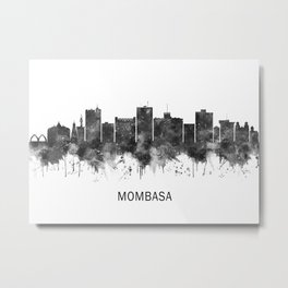 Mombasa Kenya Skyline BW Metal Print | Art, B W, Skyscrapers, Modern, Watercolor, Painting, Mombasa, Travel, Landmarks, Downtown 