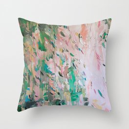Abstract - emerald green & pink Throw Pillow