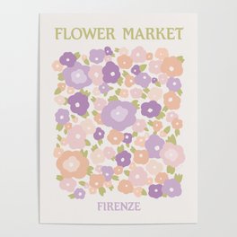 Flower Market Florence Abstract Lavender Flowers Poster