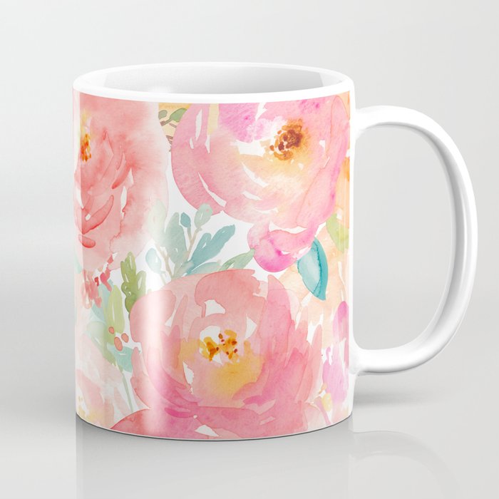 Preppy Pink Peonies Coffee Mug