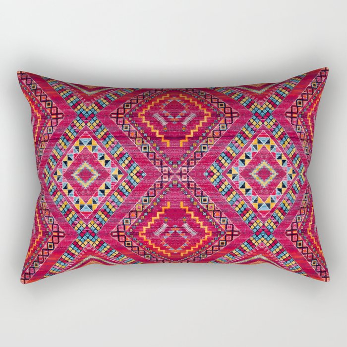 Rose Oasis: Vintage Bohemian Geometric Heritage Rectangular Pillow